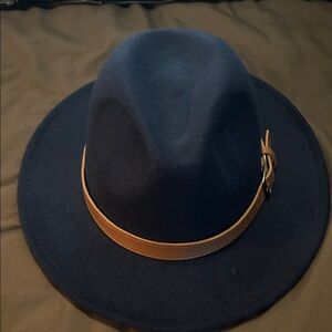 Men's Navy Fedora with Tan Band